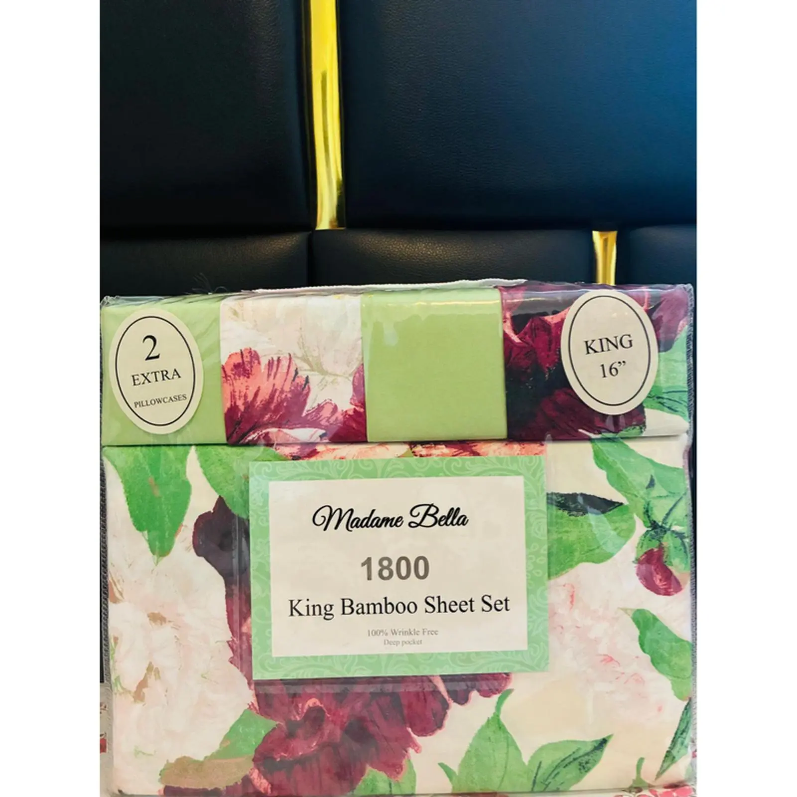 Madame Bella 1800 King Bamboo Sheet Set with 2 Extra Pillowcases Multi Color 16" King Size