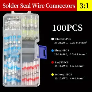 50/ 100pcs Waterproof Solder Seal Wire Connectors-Heat Shrink Insulated Electrical Terminals
