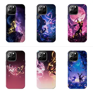 Umbreon and Sylveon Celestial Pokemon Phone Case for iPhone 17-7 Pro Max Plus & Samsung Galaxy S26-S21 Ultra Plus - Eeveelutions Magic Aesthetic Phone Cover unisex