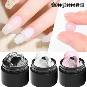 3pcs Non-Stick Hand Extension Gel Set, Transparent &, Self-Leveling Nail Art Gel, Nail Care, Ideal for Home Salons & Daily Use