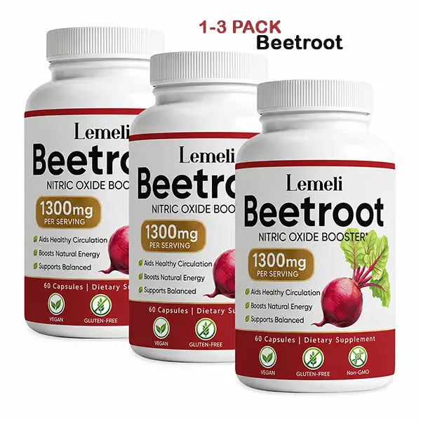 (1-3 Pack) Lemeli Beetroot - 1300mg,  Beet Root Supplement 60 Capsules