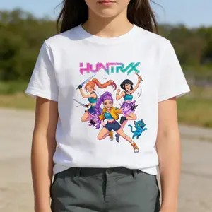 Cartoon Kpop Anime Print T-shirts, soft, comfortable, breathable short sleeves, versatile for everyday wear.