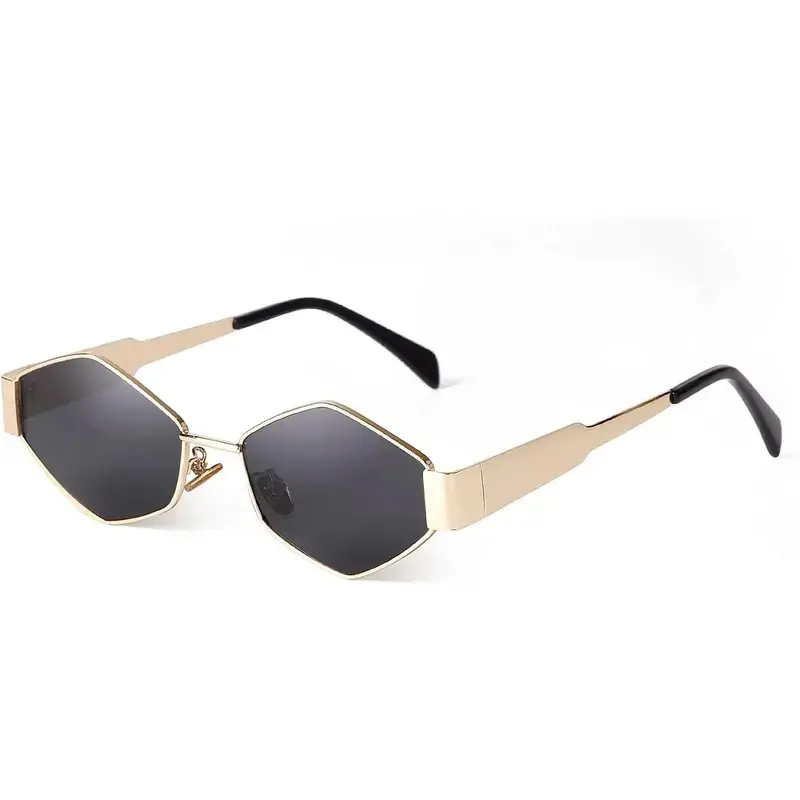 Women'sNew 4-Diamond Metal Sunglasses, Korean Style Small Frame Glasses, Cute Look Modern Design for Photo-Taking summerwins