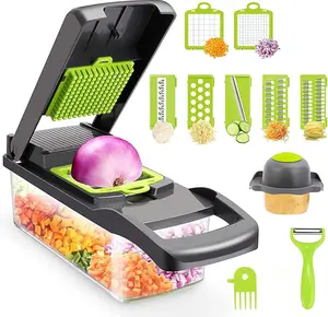 Vegetable Slicer, Multifunctional 13 In 1 Vegetable Chopper, Food Processor, Mini Cheese Chopper, Kitchen Assistant, With Container