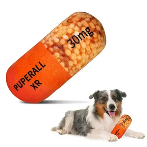 BC Doghouse Puperall XR Pill Plush Dog Toy Funny Dog Toy - Parody Plush Squeaky Crinkle Dog Toy for All Breeds and Size Dogs