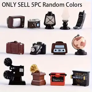 Mini Vintage Retro Camera Sound Film Radio Model, Dollhouse Home Living Room Decorative Decoration Ornament Figurines, Random Color, Set of 5