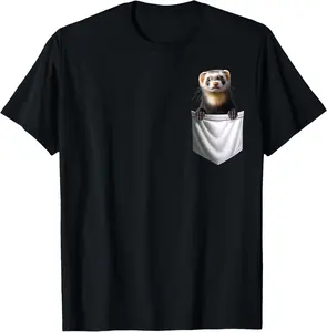 100% Cotton Ferret In Pocket Funny Ferret Lover Gifts For Men Women T-Shirt