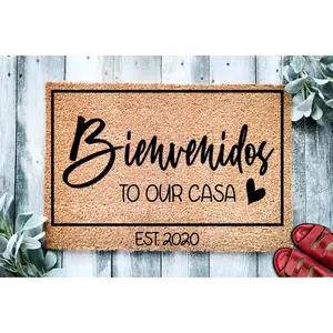 Custom Doormat Bienvenidos to Our Casa Established Housewarming Gift Wedding Gift New Home Personalized Welcome mat Closing Gift 1039