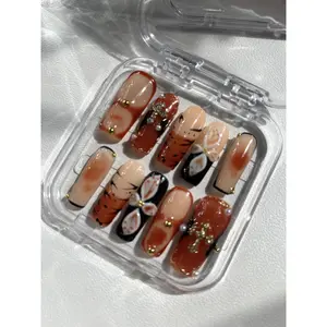 BHI Handmade Square nails Press-On Nails – Reusable 3D Acrylic, Salon-Quality Design for a Long-Lasting, Natural Finish |             Perfect for an Effortless At-Home Manicure