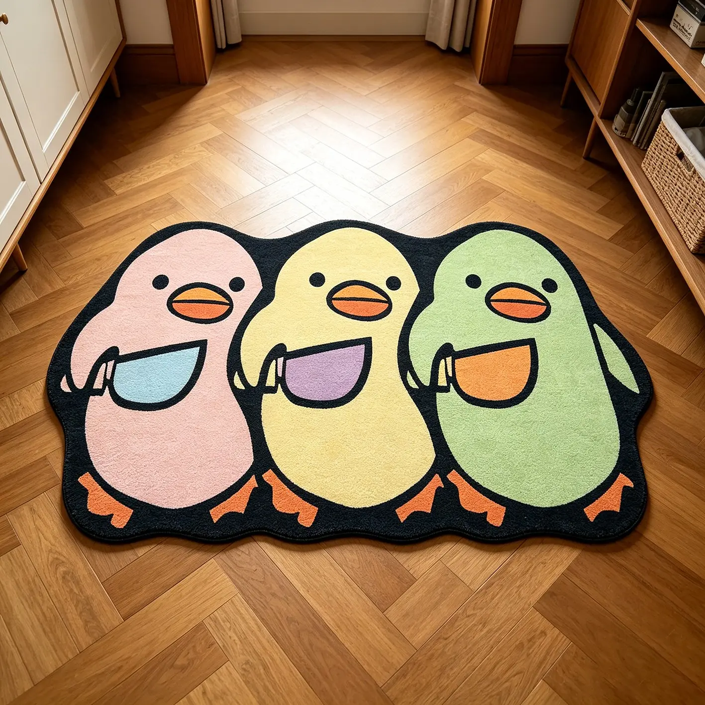 Funny Duck Pattern Long Rug, Irregular Shape Mat, Soft and Comfortable, Ideal for Living Room/dining Area, Contemporary Indoor Decor