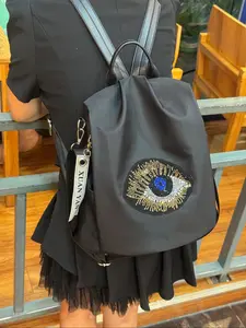 Women's Fashionable Eye Design Backpack, Casual PU Leather Backpack for Daily Used, Trendy All-match Commuting Bag, Girl Fashionable Shopping Bag, Travel Backpack