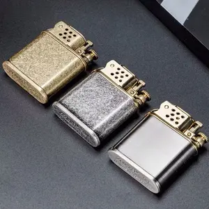 Cool Old Vintage Creative Automatic Lighter Metal Pure Copper Push To Pop Ignition Compact Safety Gift Box Packaging For Camping Outdoor Fire (No Fule)