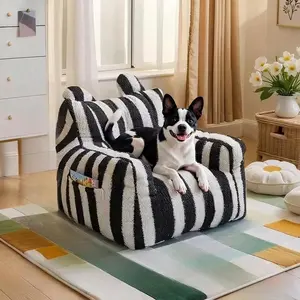 Pet Sofa Bed with Side Pockets, Adorable Cartoon Design, Detachable & Washable Furniture for Pets, Reusable Dog Cat Lounger, Shaped Beds