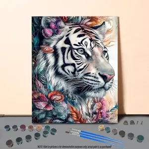 Tiger Pattern DIY Painting By Numbers Kit, 1 Set DIY Paint By Numbers Kit without Frame, Wall Art Decoration for Home Living Room Bedroom, Art Painting Supplies