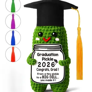 Funny Pickle Graduation Gift, Soft Cuddly Gift, Handmade Crochet Graduation Card, Cute Congrats Sign for High School & College, Perfect Graduation Decoration, Handmade Crochet Figure, Durable Soft Fluffy