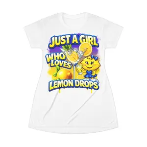 Just A Girl Who Loves Lemon Drops T-Shirt Dress | Lemon Cartoon Graphic