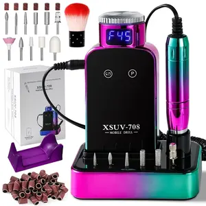 Professional 45000RPM Cordless Rechargeable Electric Nail Drill Machine, Efile Tool for Acrylic Gel Nails Manicure Pedicure Polishing Shaping Cuticle Care, Suitable for Salon and Home Use