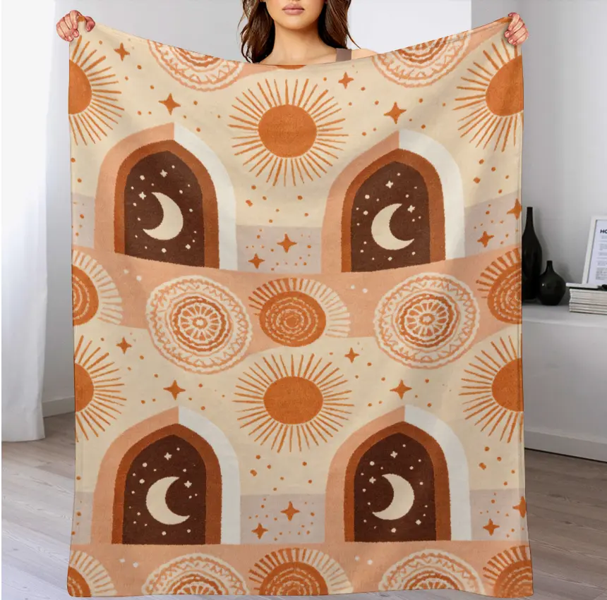Soft Cotton Geometric Print Throw Blanket - Southwestern Tribal Terracotta-Teal Diamond Ethnic Pattern, Modern Western Boho Desert Living Room Home Décor for Sofa, Living Room Decor, Easy Washing