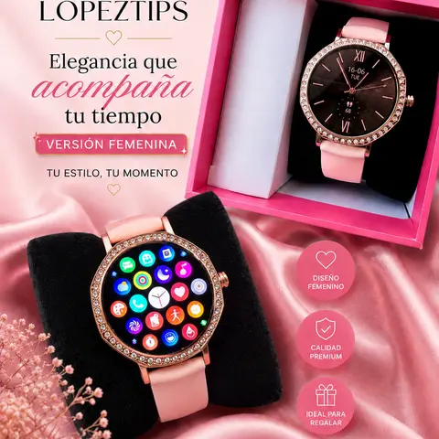 LOPEZ TIPS Women's AI Smart Watch, Bluetooth Calling, 1.32" AMOLED Display, Heart Rate & Sleep Monitor, 107 Sports Modes