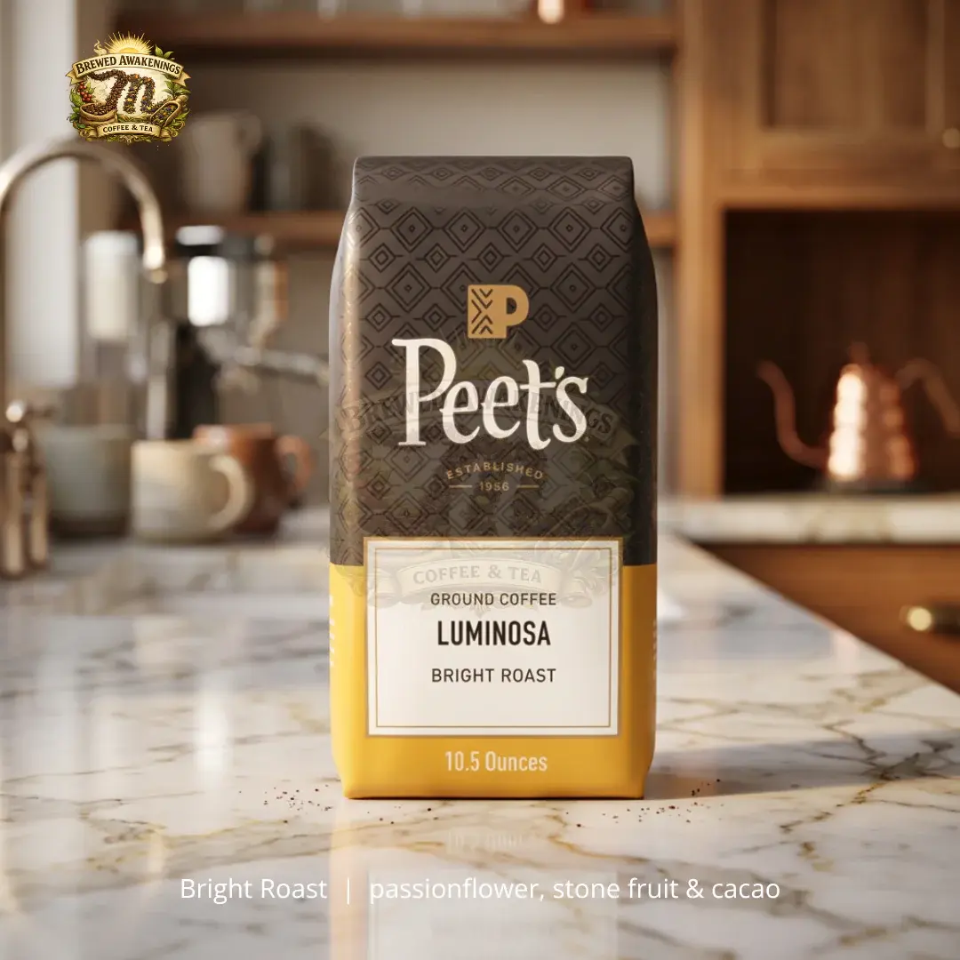 Luminosa Light Roast Ground Breakfast Blend - 10.5oz Bag, Natural Ethiopian Arabica Beans, Rich-Balanced Bright Flavor, Natural Sweet Notes, Colombia-Sourced, Ideal for Daily Brews, 10.5 Ounces, Coffee Beans