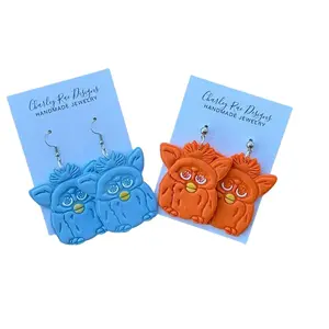 Handmade Furby Inspired Dangle Earrings, Unique Style Statement