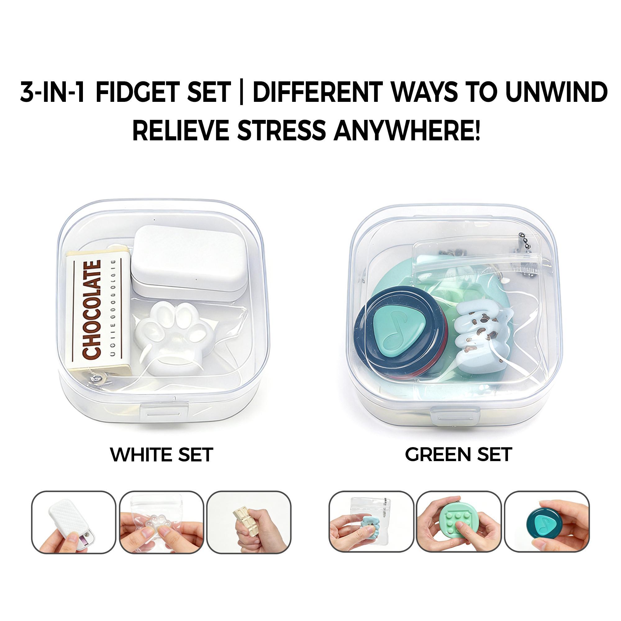 3-IN-one Fidget Toy Set,Portable Stress Relief Toys,Fidget Pack with Pop It Maze,Magnetic Click Coin,Squeeze Toy&Chocolat Snap,Perfect for Office & School,Gift for Friends