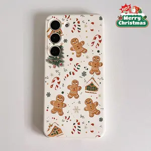 Christmas tree, gingerbread man, and snowflake pattern phone case, suitable for iPhone 17/16/15/14/13/12/11/X/XS/XSMAX/16E, is a Christmas gift for friends, family, and yourself., Accessories, Smartphone, Cellphone, Handheld