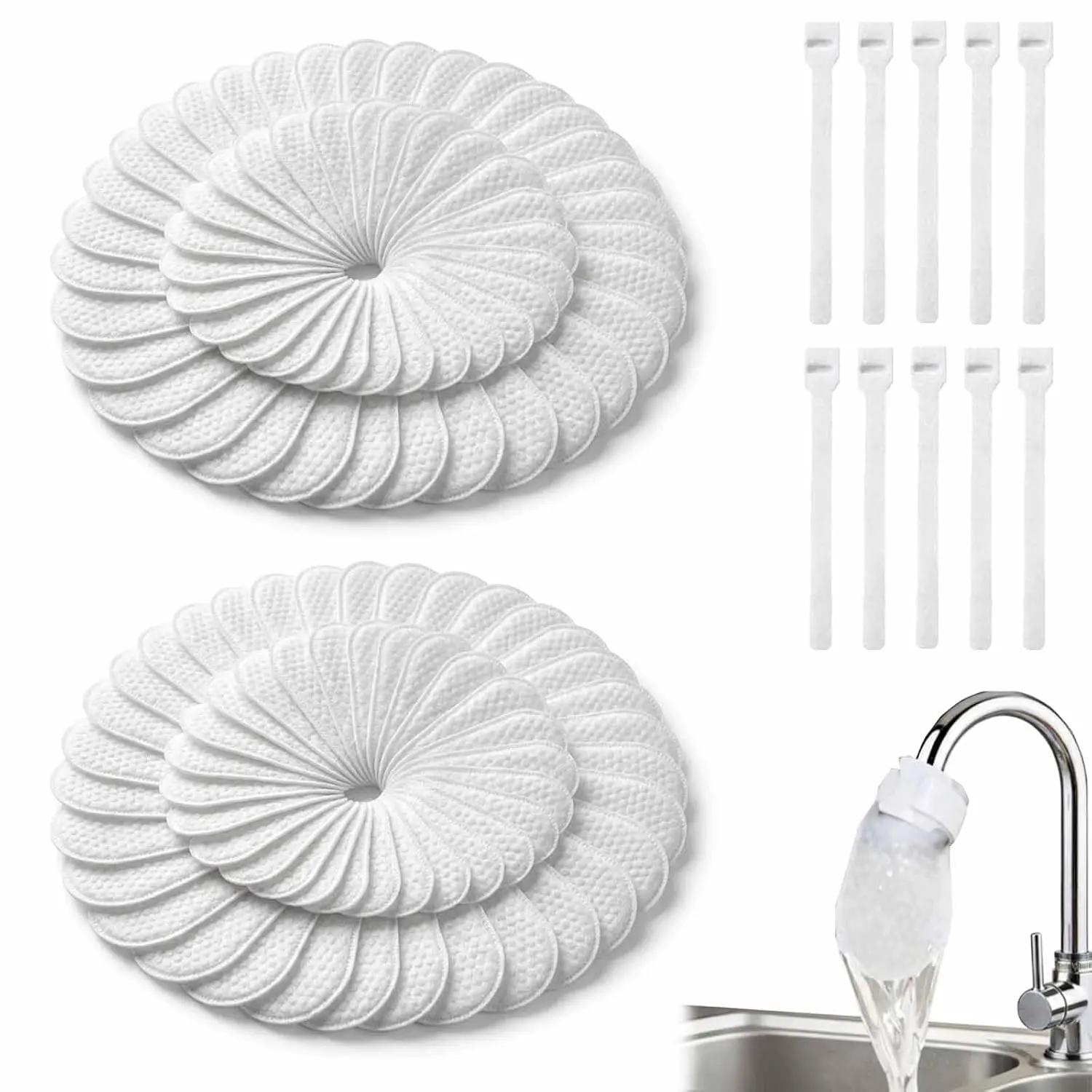 60/120 ack Faucet Filter Cotton Bag, Universal Faucet Filter Bag, All the Scale, Sand, Sediment, Easy to Remove & Replace, Faucet Sediment Filter, for Kitchen Shower Faucets, Bathroom Sink