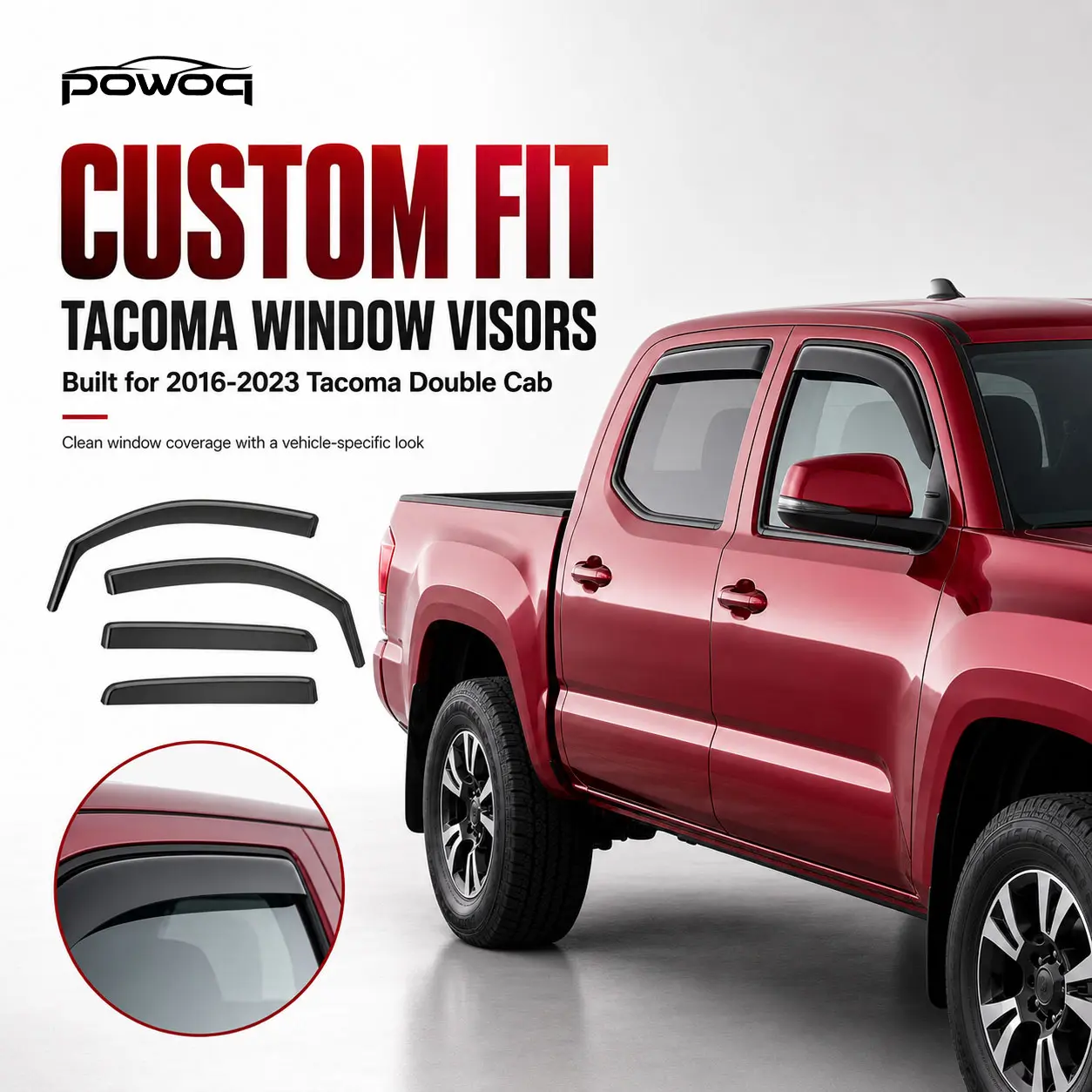 [Fits 16-26 Tacoma]Side Window Visor Deflector Compatible with 2013-2026 Toyota Tacoma Visor Trim Cover Replacement for 2024-2026 Toyota Tacoma Accessories(Not for TRD OR)