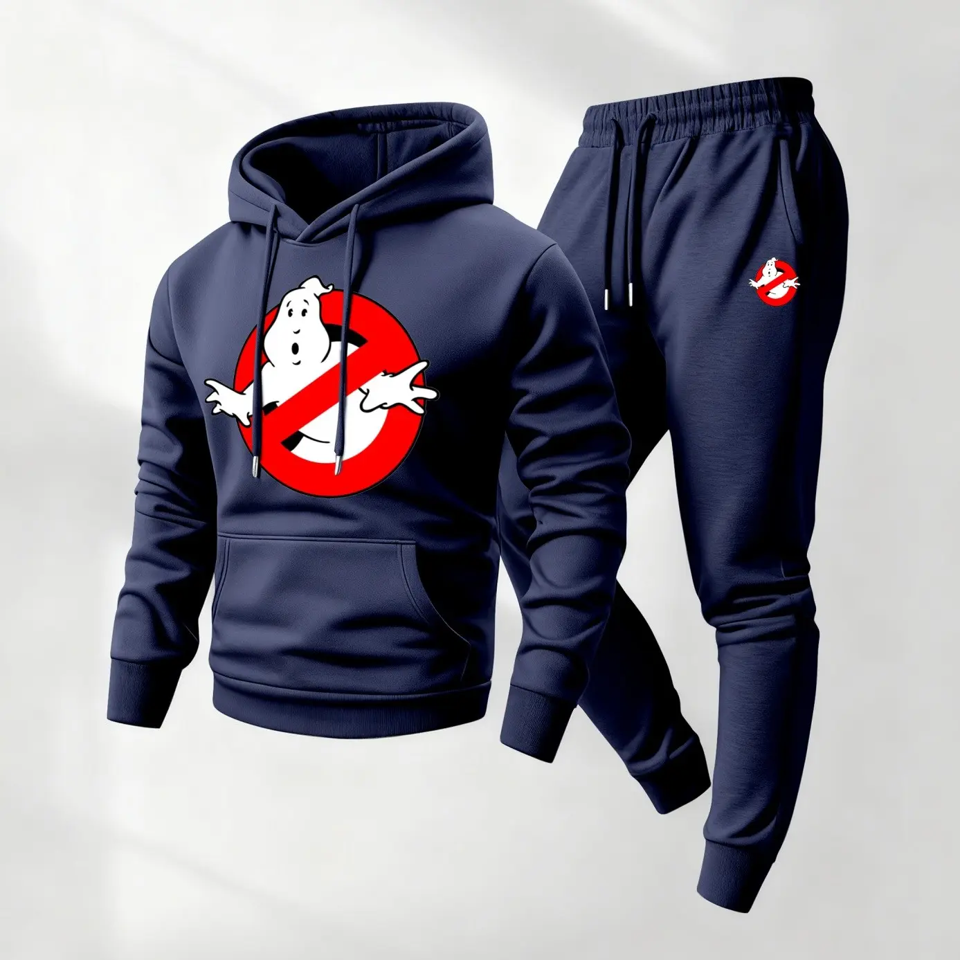 Men's Minimalist 2-Piece Menswear Clothes Set - Loose-Fit Letter Print Longsleeves Hoodie & Sweatpants, Soft Breathable Polyester Fabric Athleisure Tracksuit for Casual Wear