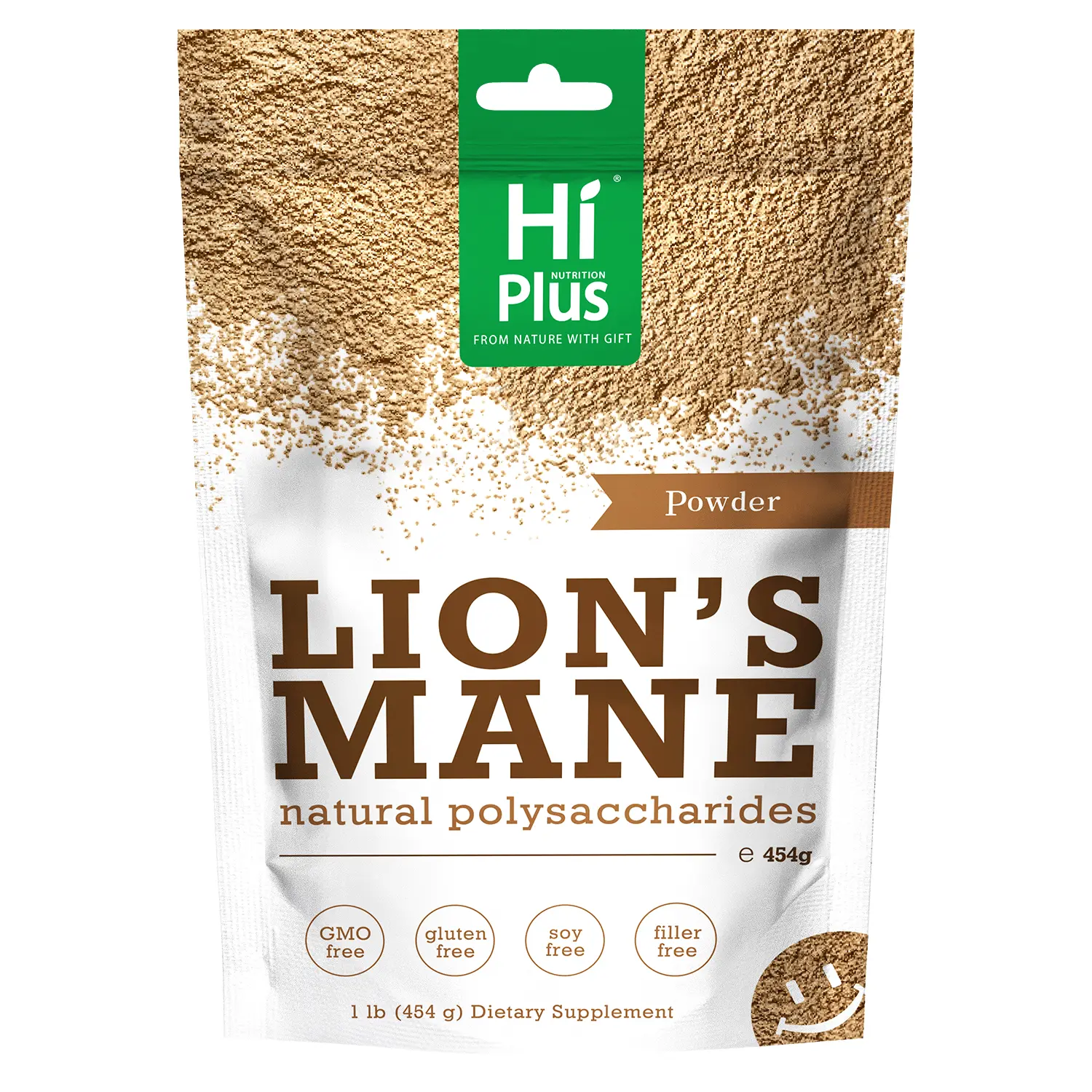 HiPlus Edible Organic Lion's Mane Mushroom Powder Dietary Supplement - 1 lb (16 oz) Concentrated, Non-GMO, Vegan, Dairy-Free, Additive-Free, with Magnesium Complex, Shilajit, Soursop Bitters Extracts, Brain Health Support, Energy Boost for Adults, Freeze,