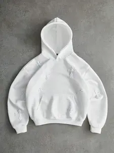 Unisex Embroidered Cross Patch Hoodie Soft Fleece Pullover With Kangaroo Pocket Streetwear Casual Graphic Hooded Sweatshirt For Autumn Winter Spring Daily Wear