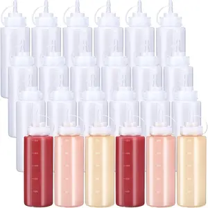 24 count Plastic Condiment Squeeze Bottles Squeeze Leak Proof Multipurpose Squirt Bottles with Twist Top Cap for Sauces Ketchup BBQ Syrup Dressings  Grilling Crafts Olive Oil Arts (16 oz)