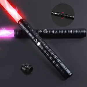 Light up Saber RGB 14 Colors Change USB Rechargeable Metal Handle Light Sword Double-edged Change Heavy Dueling Sound Two In One Light Metel Handle LED USB Charging