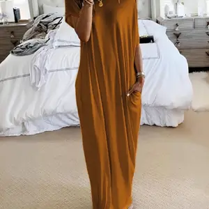 Women's loose casual dress, round neck short sleeved comfortable home wear, elegant Victorian style autumn and winter women's clothing