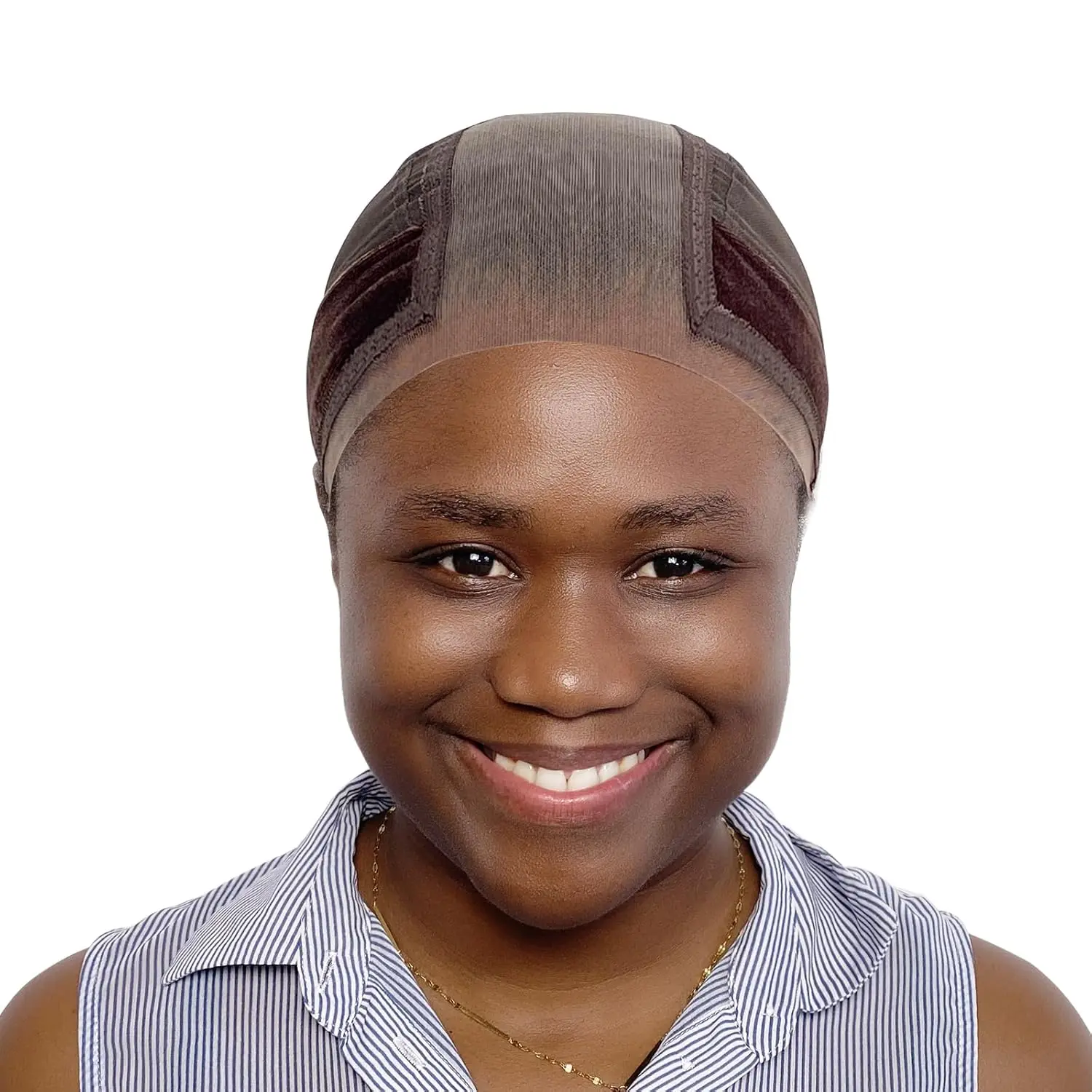 Wig Cap with Grip Band for Keeping Wigs in Place, More Full Cap-wide Transparent Lace for Lace Front Wigs - Brown/Black/Nude Non Slip Cap Make Your Wig Be Glueless (Brown-M)