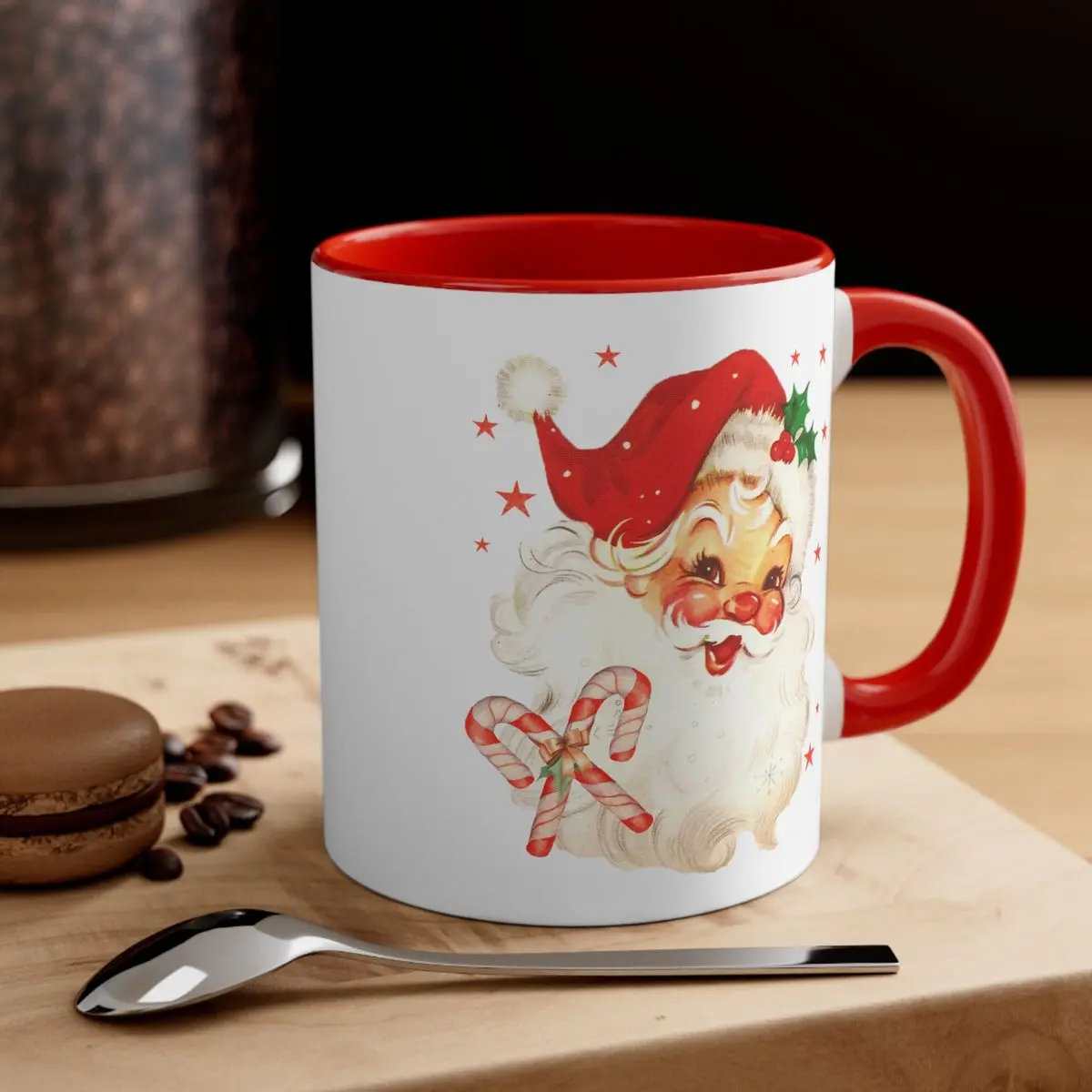 Vintage Holiday Cup, Retro Santa Claus Christmas Coffee Mug, Reusable Ceramic 11 15oz Cup, Unique Seasonal Gift, Festive Drinkware, Retro Christmas Decor