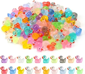 Mini Ducks 100 Pack Resin Tiny Ducks Luminous Animal Glow in The Dark Tiny Toys for Garden Aquarium Decor
