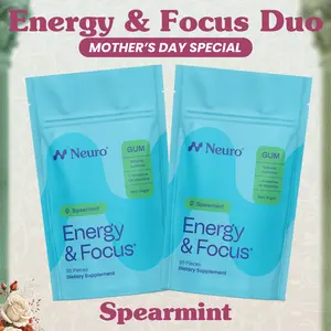 Energy & Focus Duo - Caffeine Gum - Spearmint (2-Bulk Pouches)