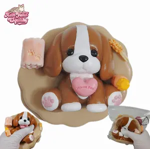 Beagle Puppy Cookie Squishy, Handmade taba squishy, Food-Grade Silicone Slow-Rising Rebound Squishy, Sticky Squeeze Toys Gift, Fidget Toys for Stress Relief, Non-Toxic Sensory Toys (6.00oz/170g)