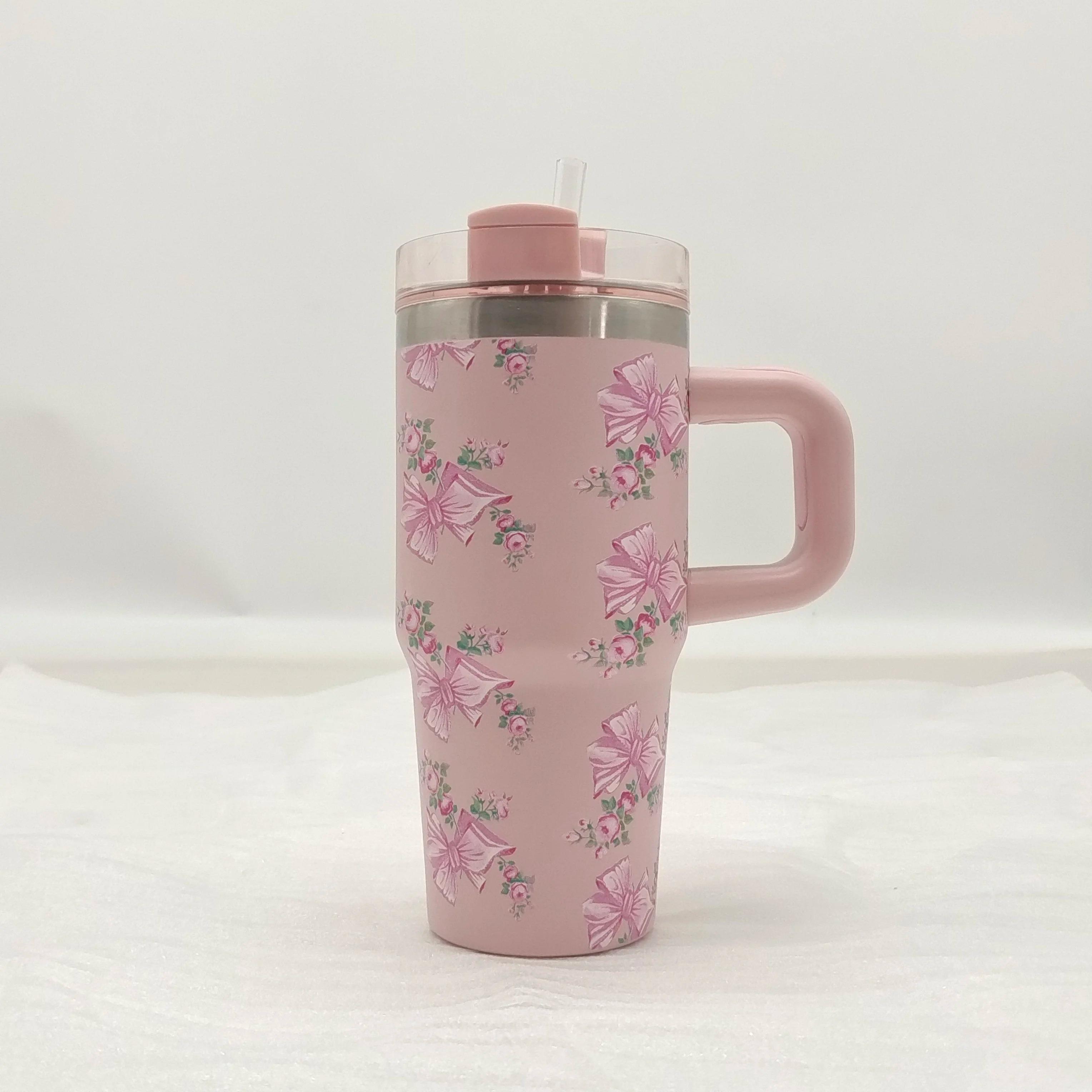 Car Stuff 14oz Car Cup 304 Stainless Steel Insulated Travel Tumbler with Handle Straw Lid & Cold Retention