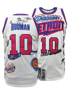 High Quality Men's "Detroit 10" Stitched Basketball Jersey, Embroidered Letter Number Design,Sports Athletic Practice Basketball Shirt Clothing, Round Neck Breathable Unisex Casual Sportswear, Sleeveless Jersey