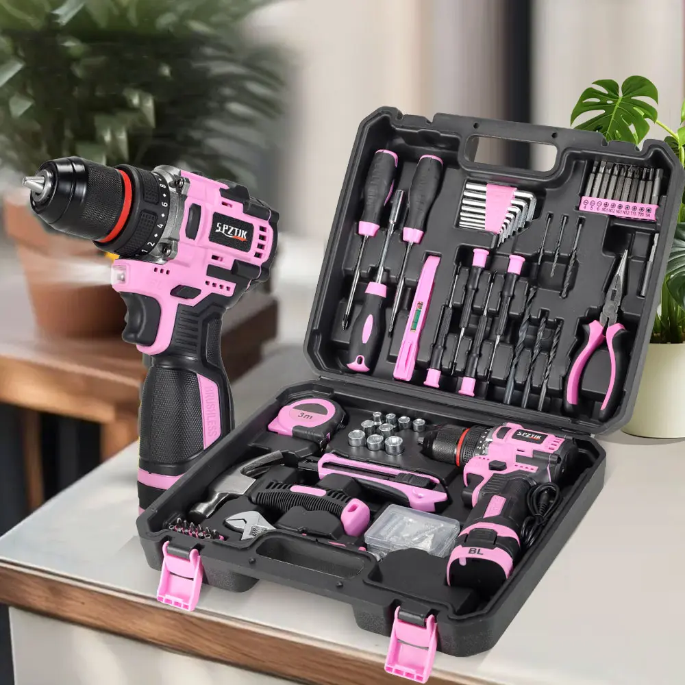 トライアルセット・サンプル Pink rate SPZTJK-Electric Drill Tool Set, Cordless Hammer Drill Tool Kit