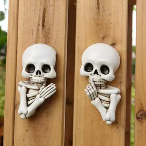 Return to School 2-Piece Whisper Skull Decor Set, 3.3 Inch Gothic Home Decoration, Hand Painted Resin Figurines, Multi-Scene Use