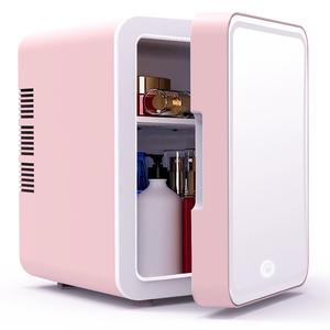 portable mini beauty refrigerator with mirror led, summer 4l multifunctional fridge with adjustable lights, cosmetics cooler for home car use, beauty mini fridge, makeup tools, gifts for girlfriend