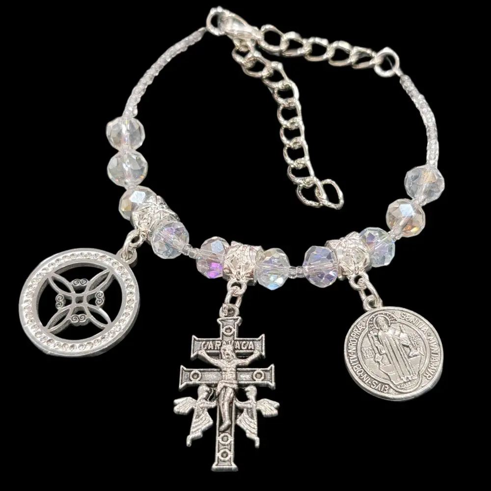 Artesanal bracelet and anklet triple protection