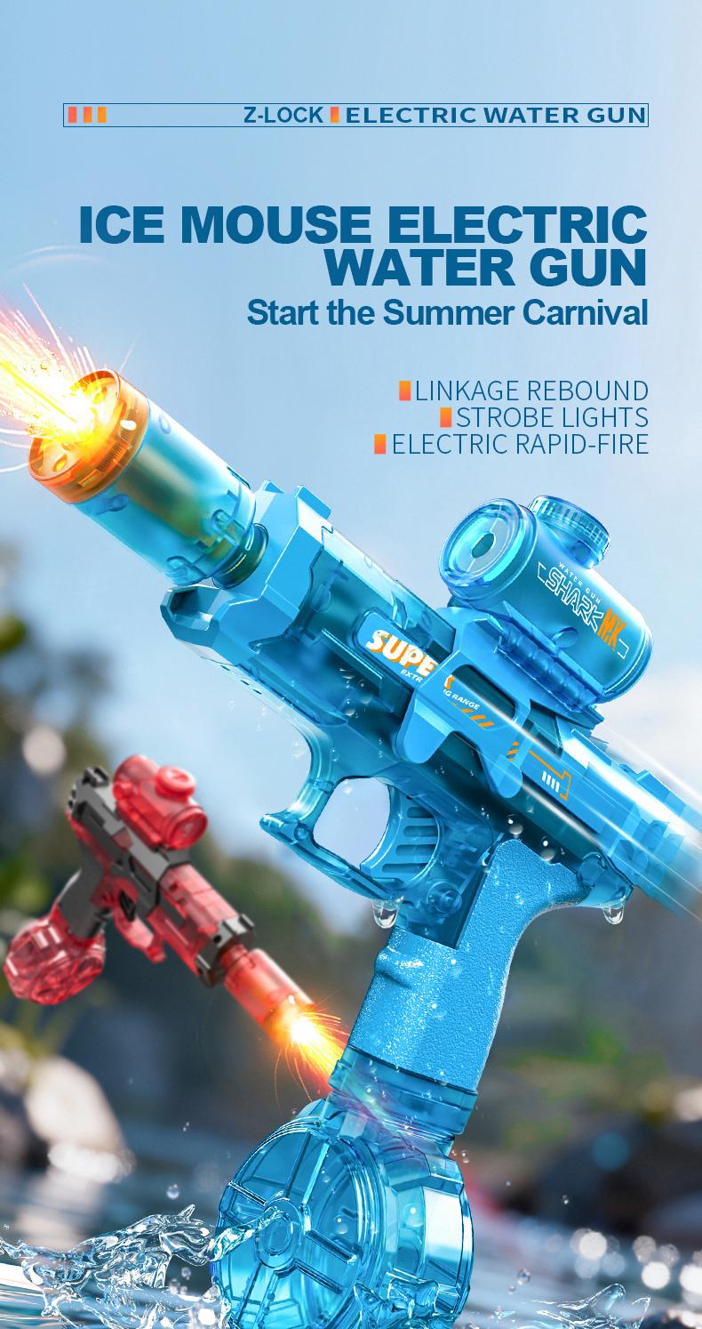 2026 Ultimate Battle Powerful Electric Water Gun, IP67 Waterproof, Automatic Squirt Pistol with Glowing Realistic Muzzle 320cc Strong Outdoor Toy forKids, Summer Fun Water Gun