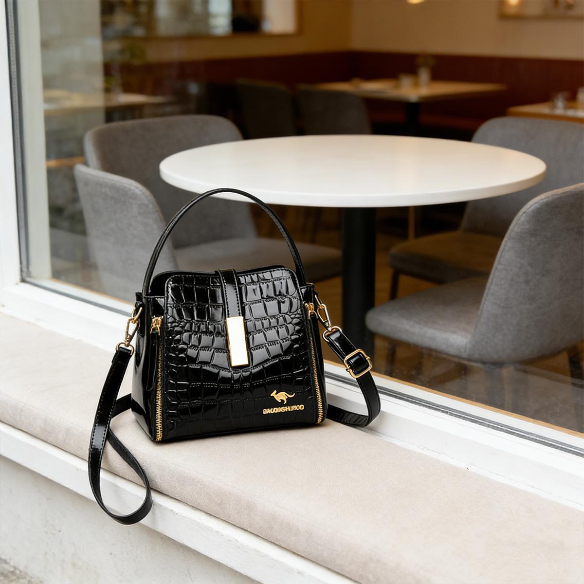 Fashion Trend Women's crossbody Red Exquisite Shoulder Messenger handbag Bright Leather Bucket Bag for Daily Travel and Holiday Appointments Red Charol Purse Mother's Day Gift