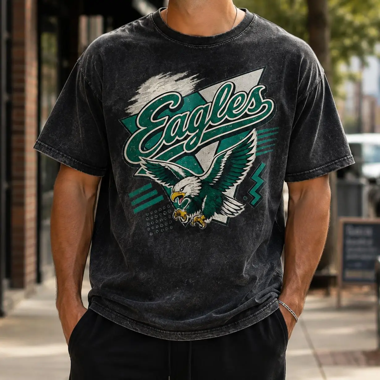 Eagle Football Retro 90s Washed Shirt, Vintage Philadelphia Fan Sweatshirt, Game Day Football Shirt, Eagle Fan Gift