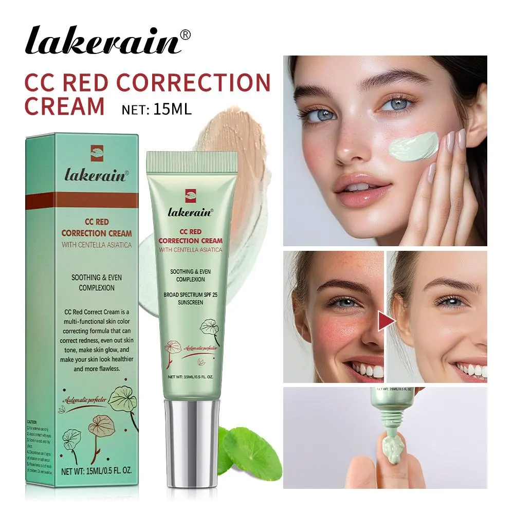CC Red Correction Cream Liquid-Based Full Coverage Cream Waterproof Long-Lasting Correct Redness Foundation Korean Face Cosmetic